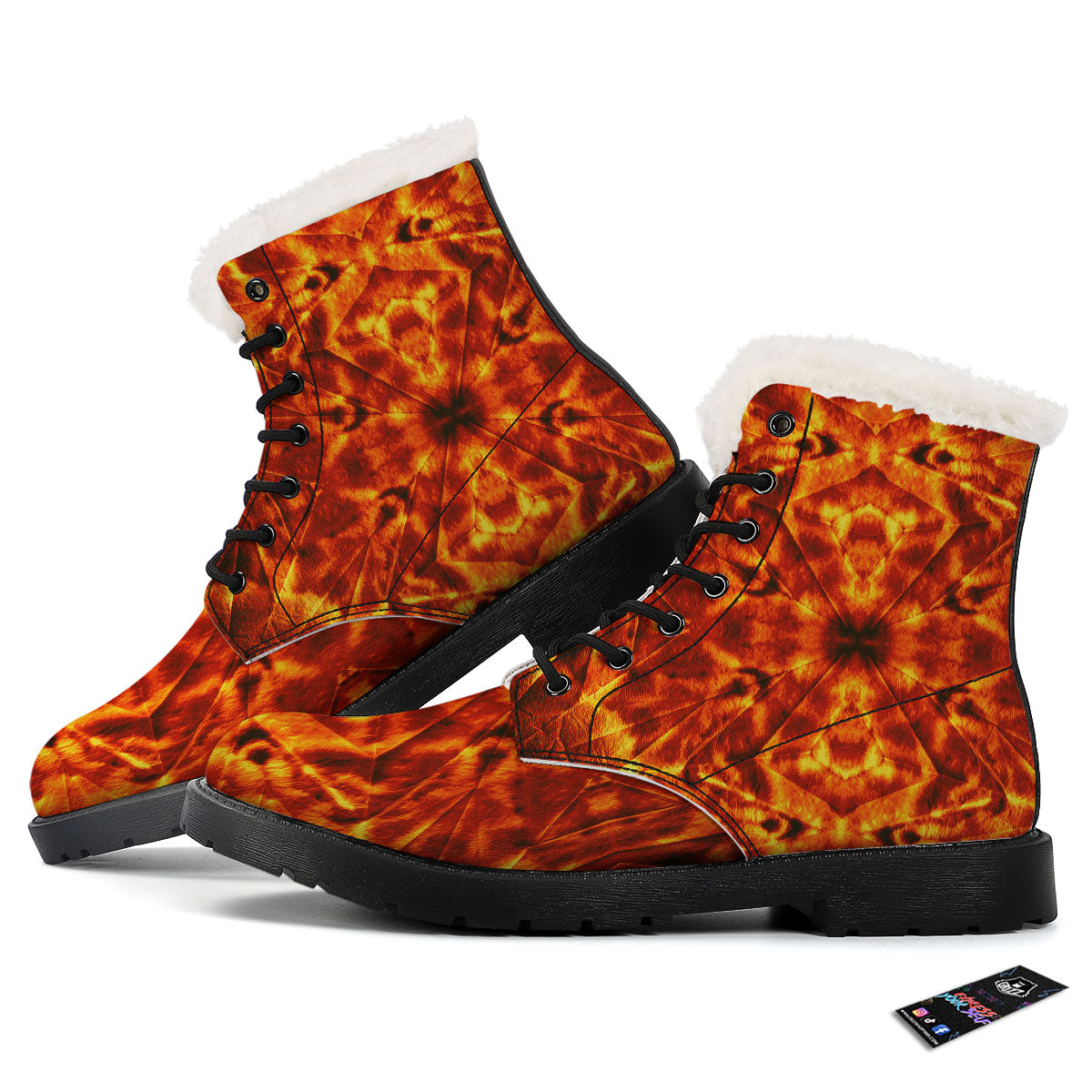 Kaleidoscope Flame Print Winter Boots-grizzshop