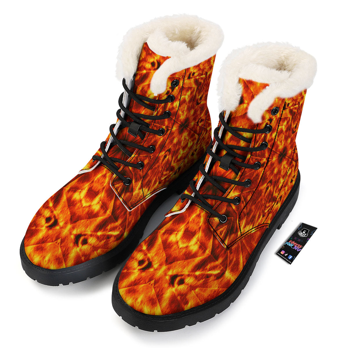 Kaleidoscope Flame Print Winter Boots-grizzshop