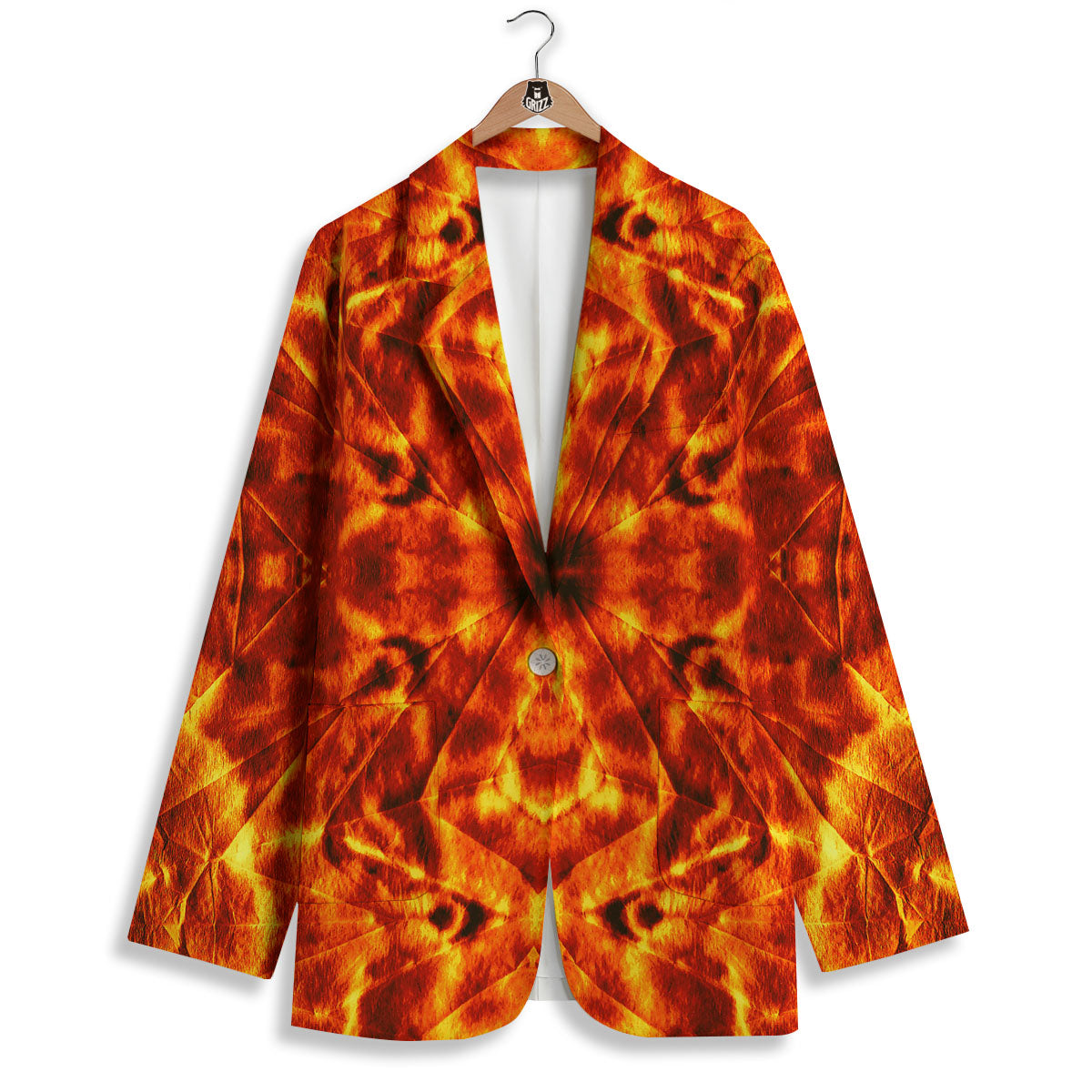 Kaleidoscope Flame Print Women's Blazer-grizzshop