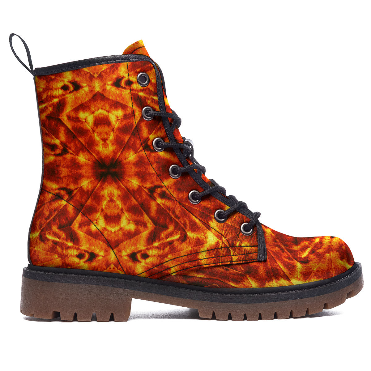 Kaleidoscope Flame Print Work Boots-grizzshop