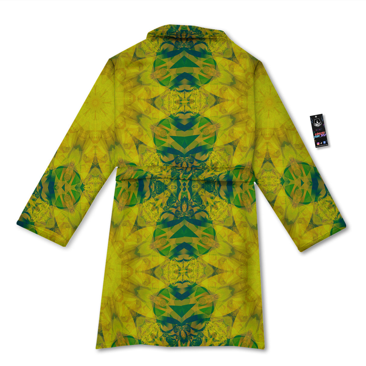 Kaleidoscope Flower Yellow Print Pattern Bathrobe-grizzshop