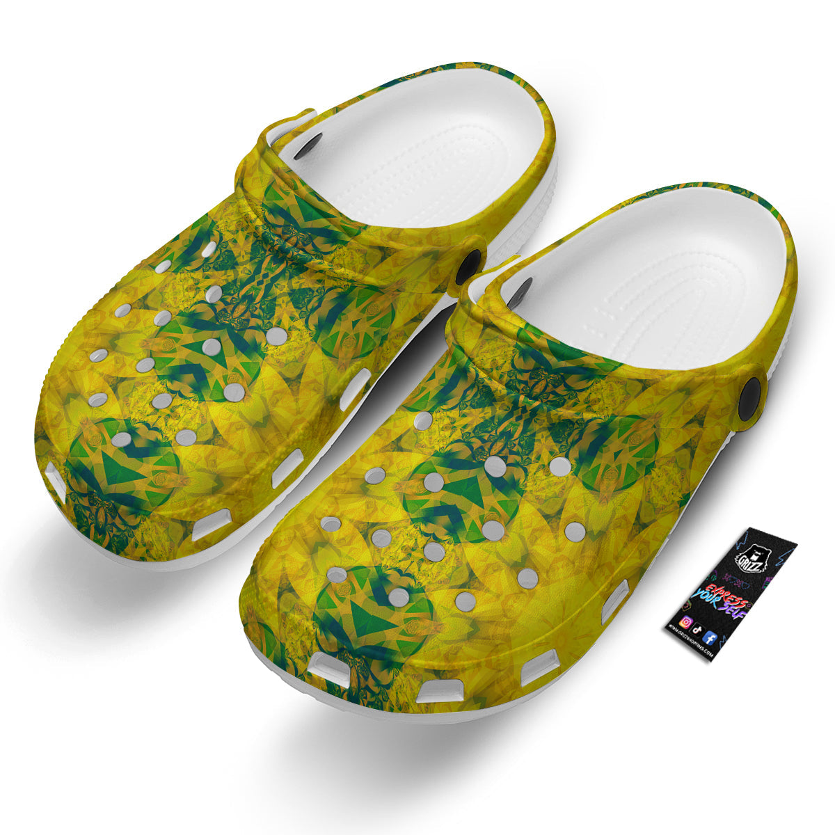 Kaleidoscope Flower Yellow Print Pattern Clog-grizzshop