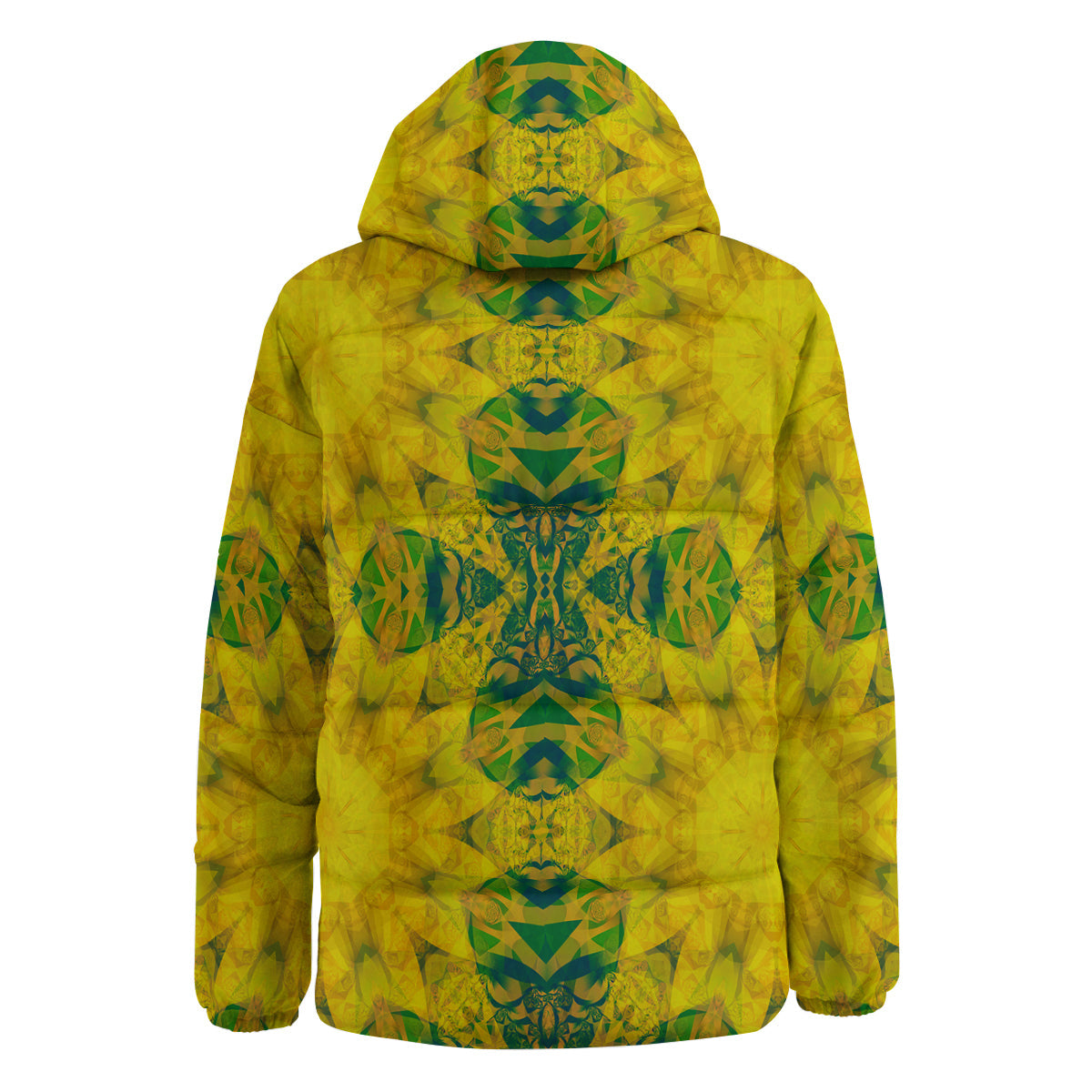 Kaleidoscope Flower Yellow Print Pattern Down Jacket-grizzshop