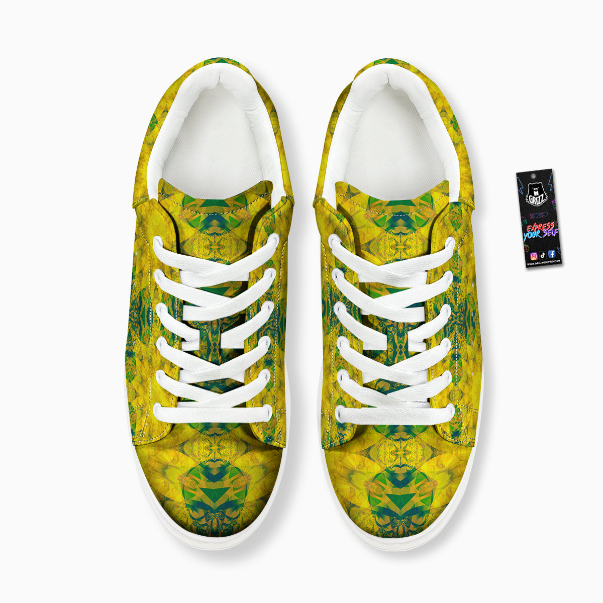 Kaleidoscope Flower Yellow Print Pattern Platform Shoes-grizzshop