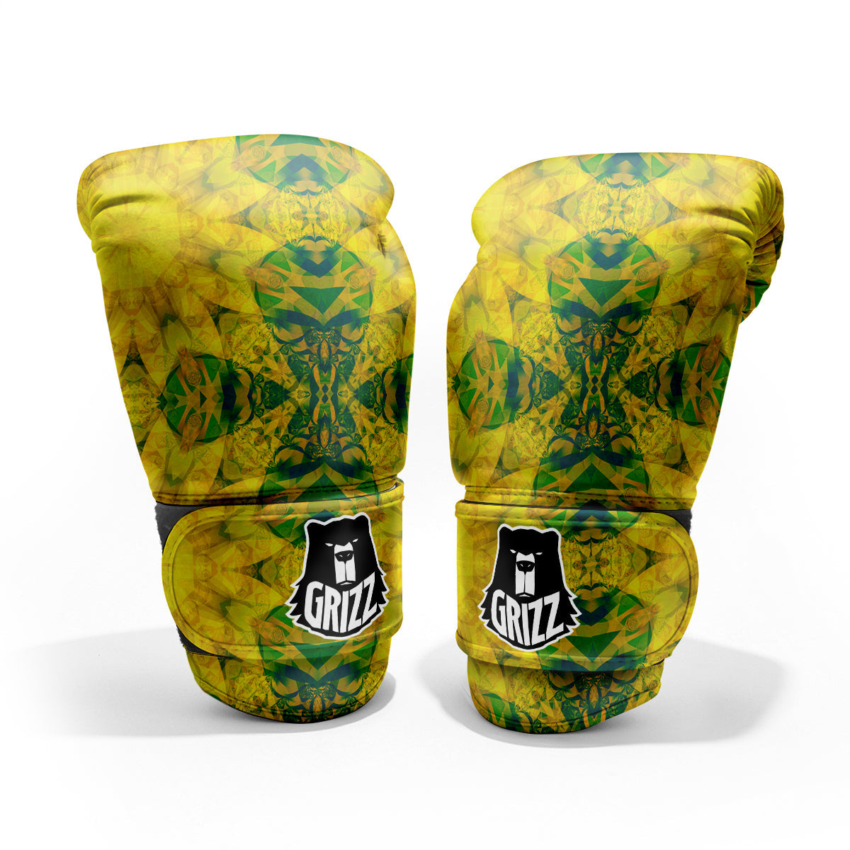 Kaleidoscope Flower Yellow Print Pattern Sparring Gloves-grizzshop