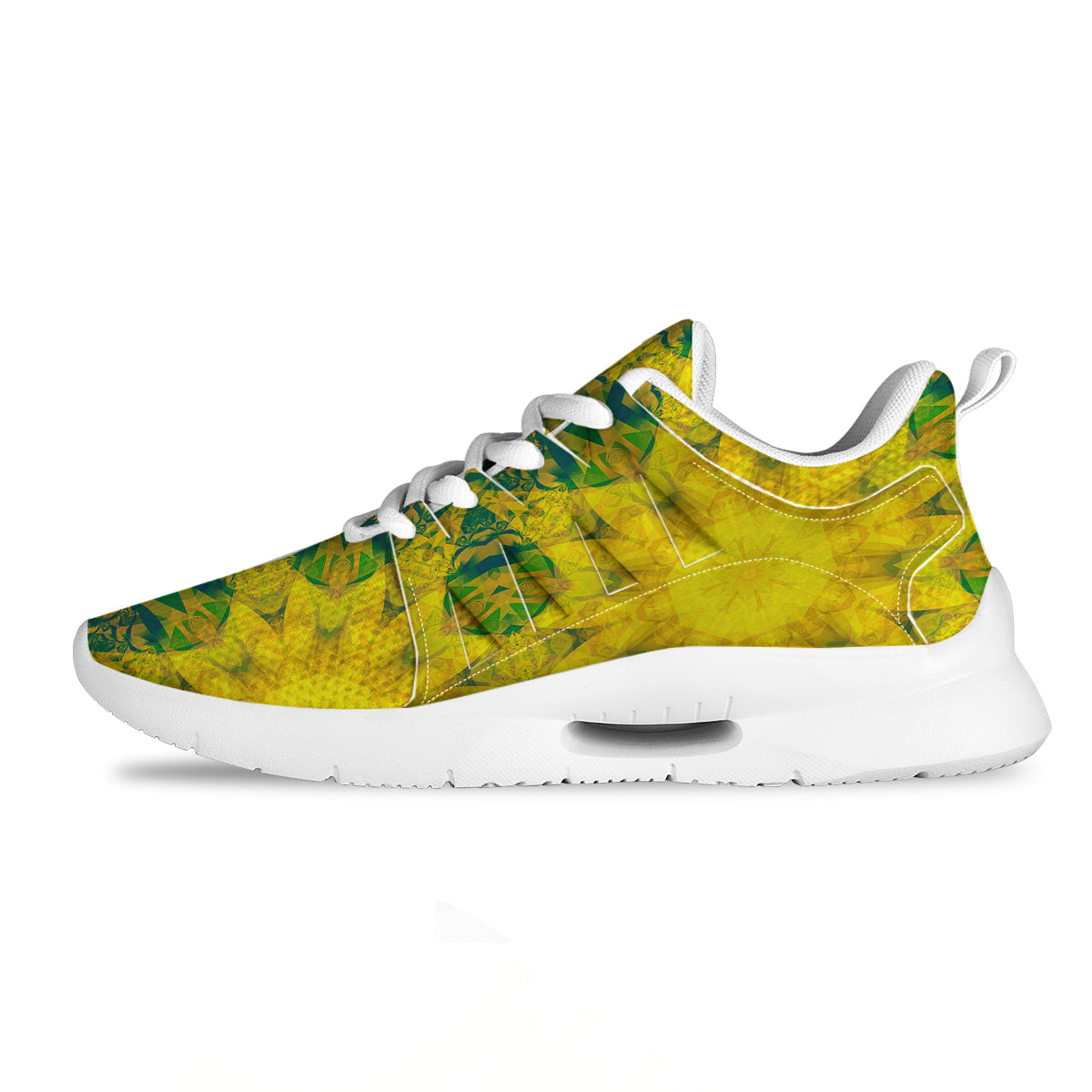 Kaleidoscope Flower Yellow Print Pattern Tennis Shoes-grizzshop