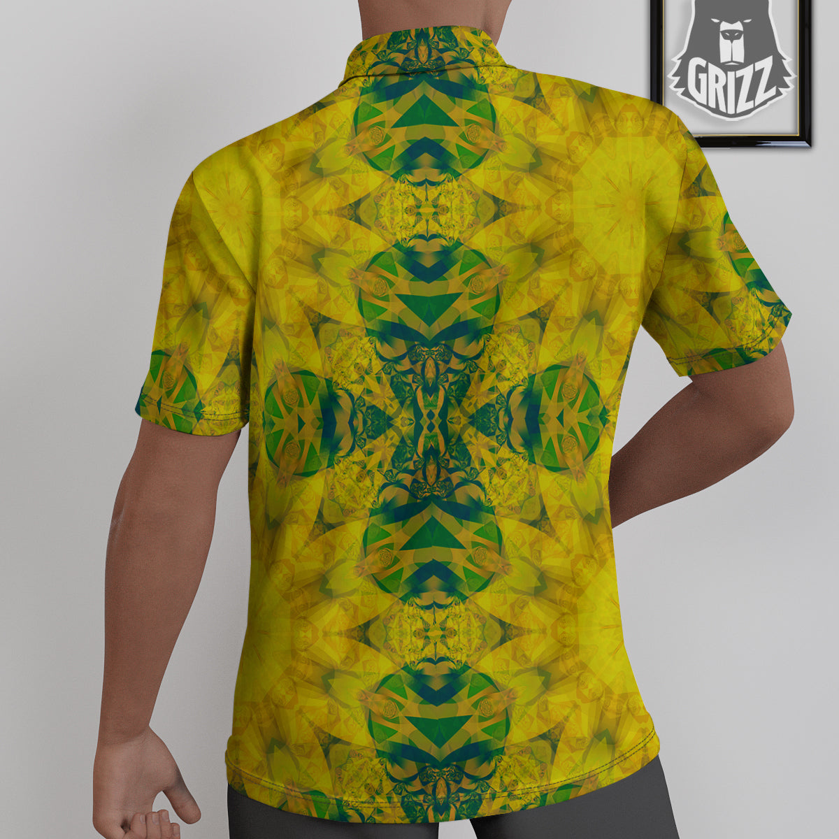 Kaleidoscope Flower Yellow Print Pattern Untucked Shirts-grizzshop