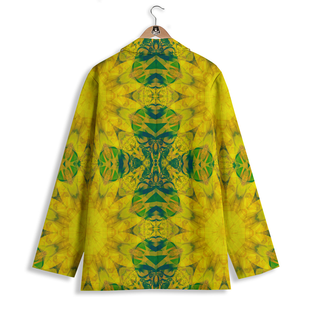 Kaleidoscope Flower Yellow Print Pattern Women's Blazer-grizzshop