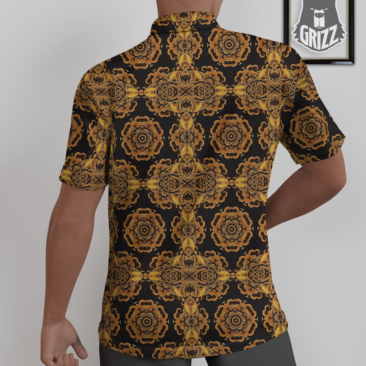 Kaleidoscope Gold Print Untucked Shirts-grizzshop