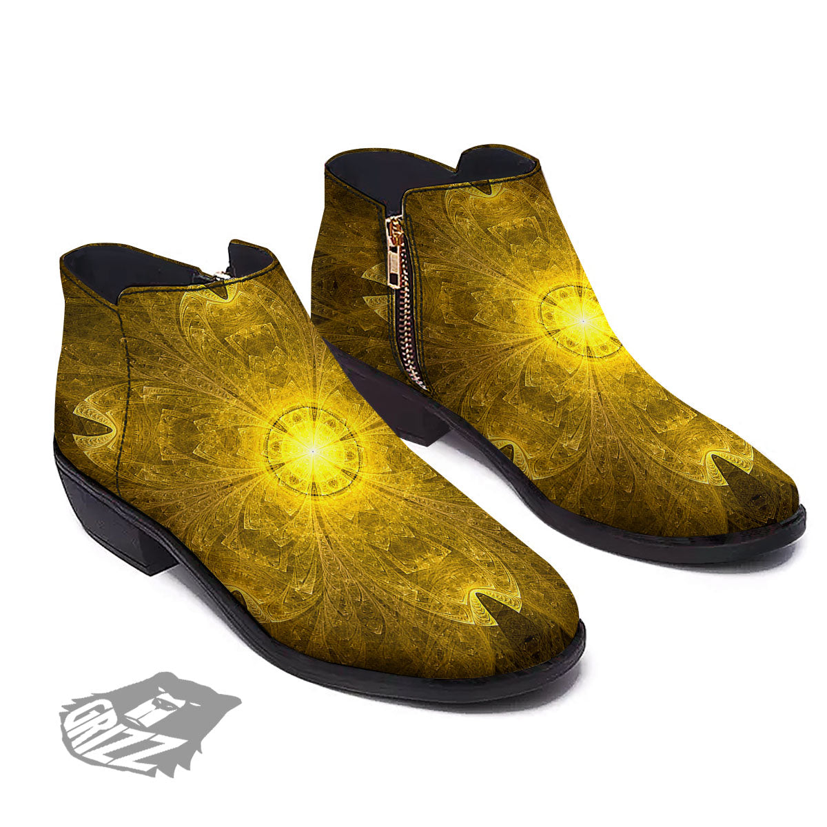 Kaleidoscope Golden Print Ankle Boots-grizzshop