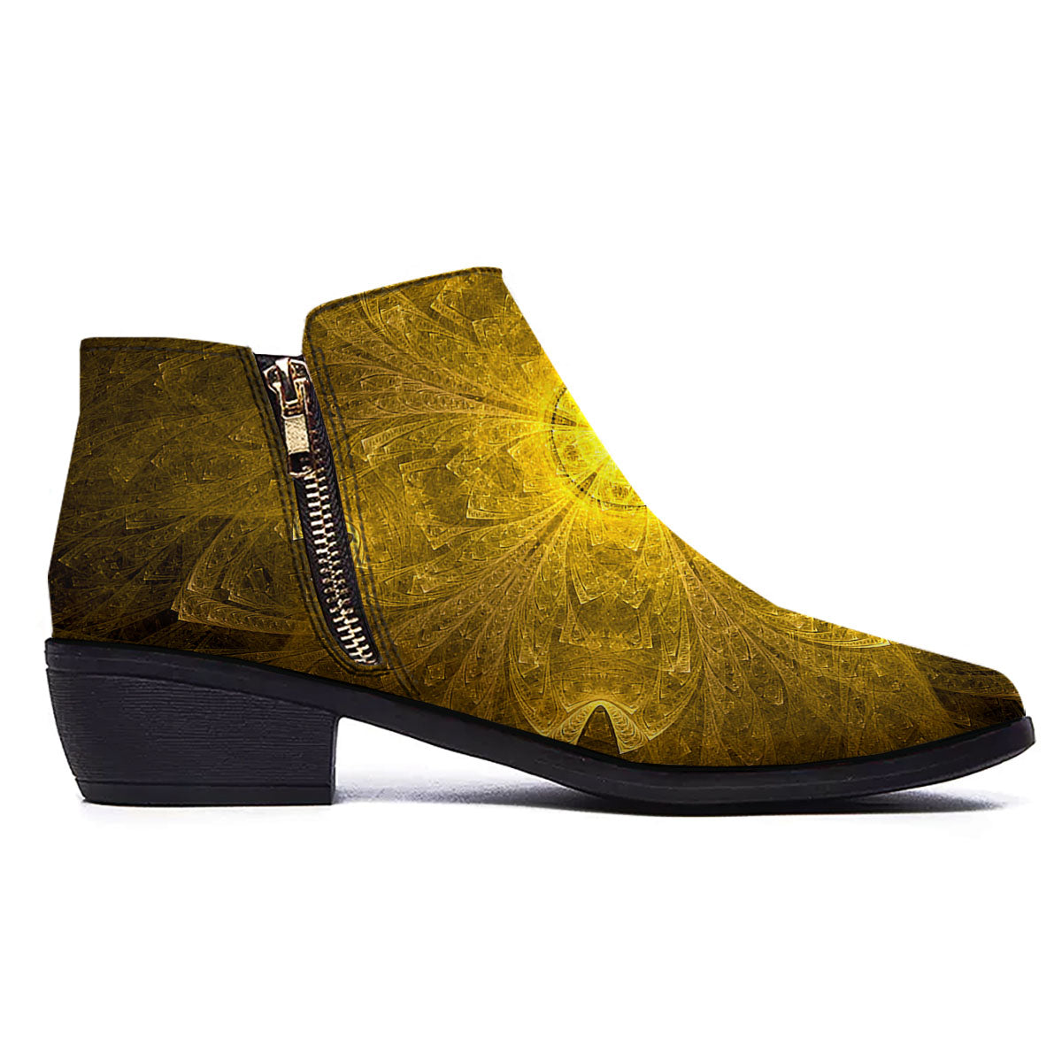 Kaleidoscope Golden Print Ankle Boots-grizzshop