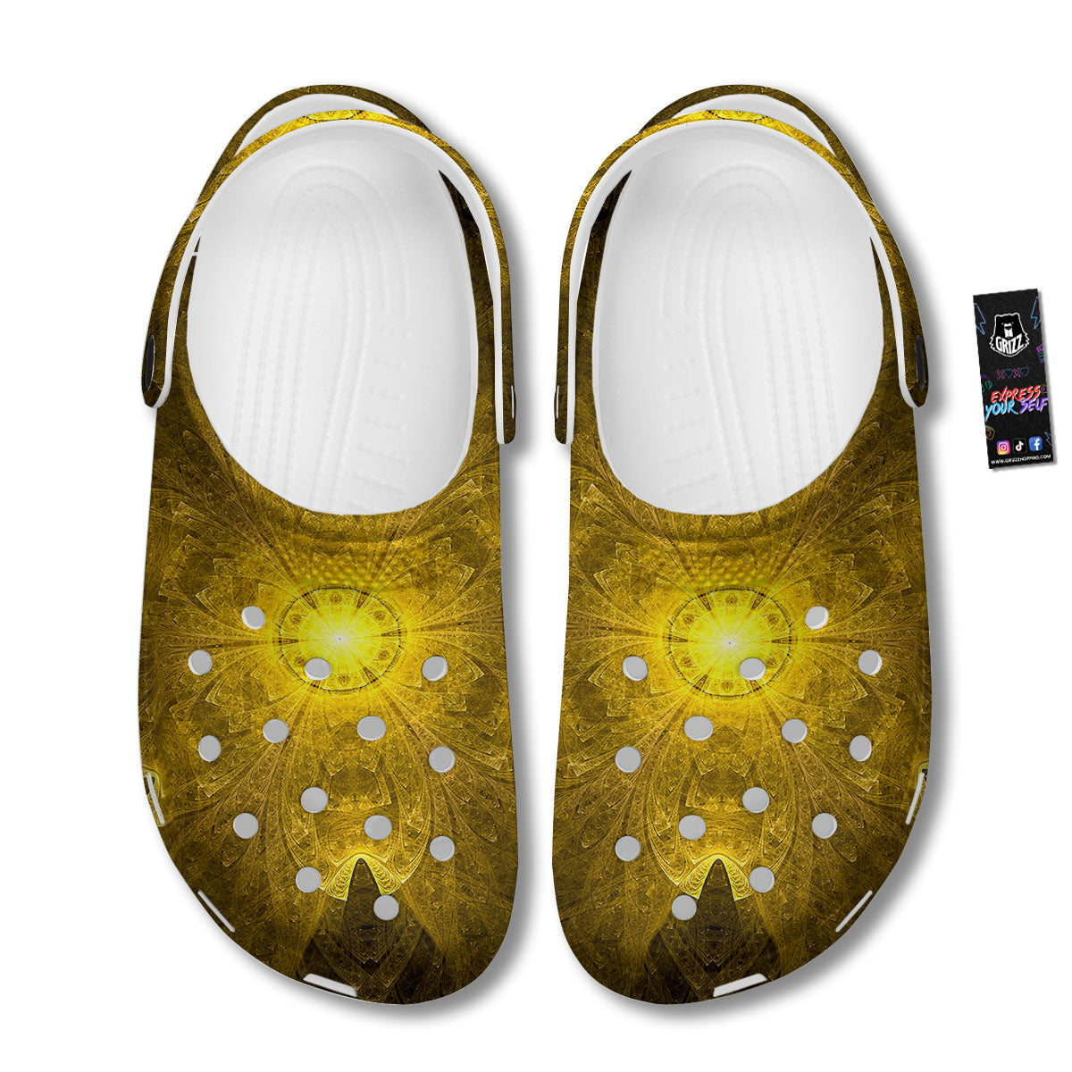 Kaleidoscope Golden Print Clog-grizzshop