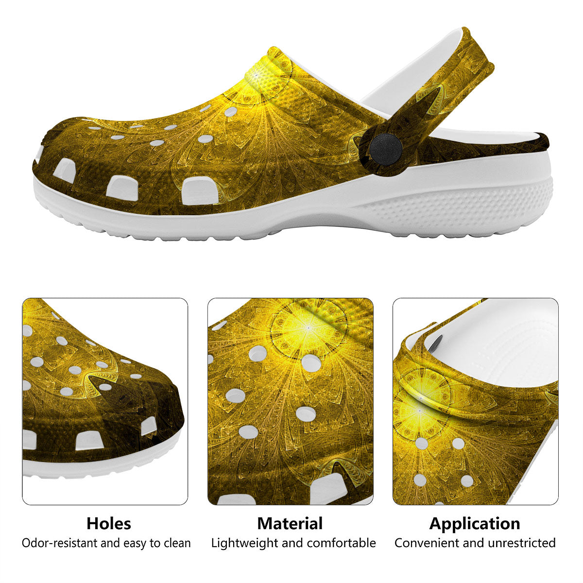 Kaleidoscope Golden Print Clog-grizzshop