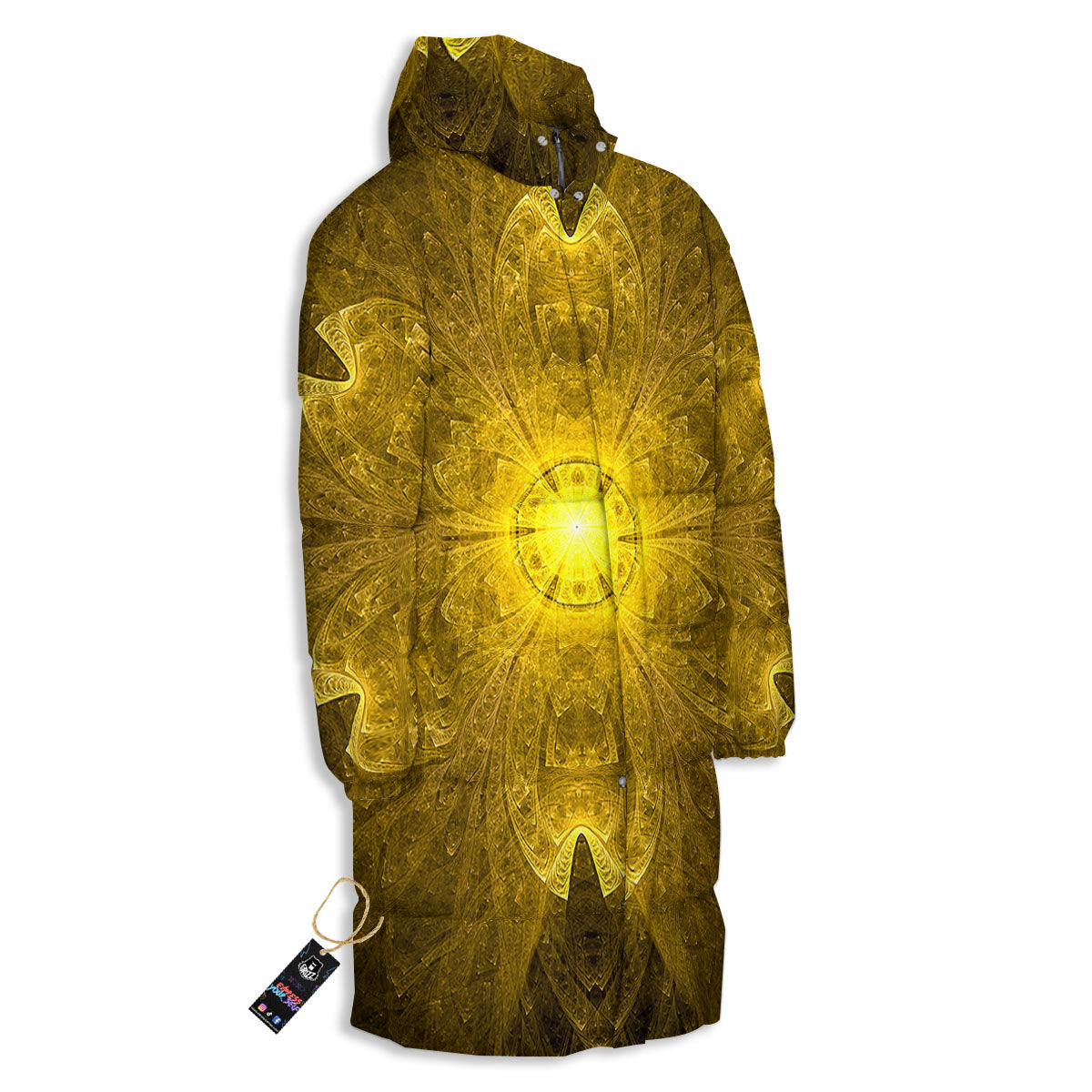 Kaleidoscope Golden Print Long Down Jacket-grizzshop