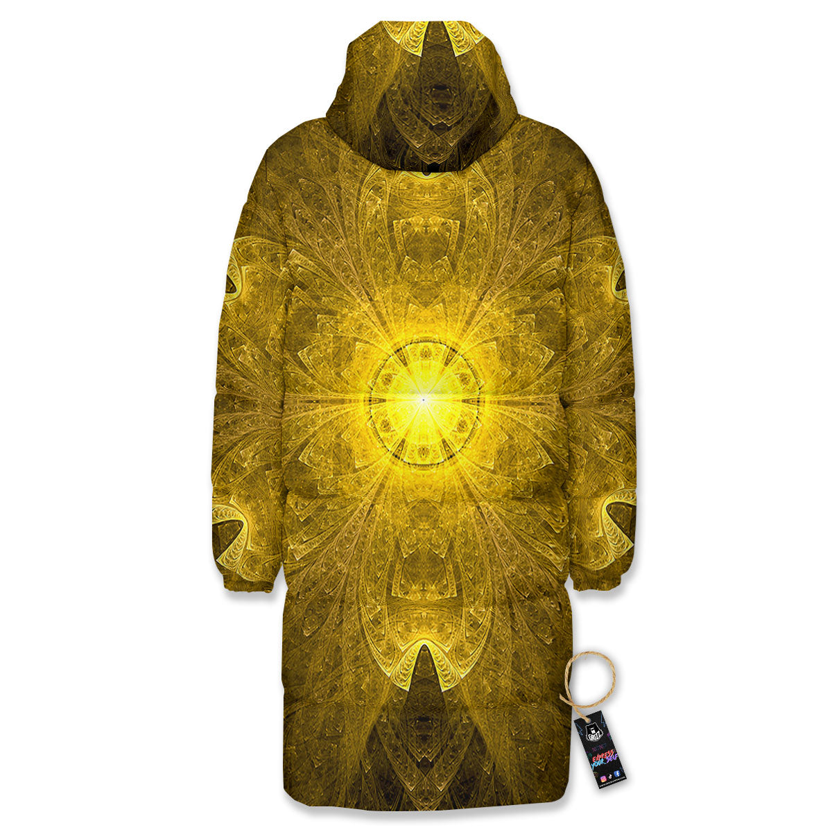 Kaleidoscope Golden Print Long Down Jacket-grizzshop