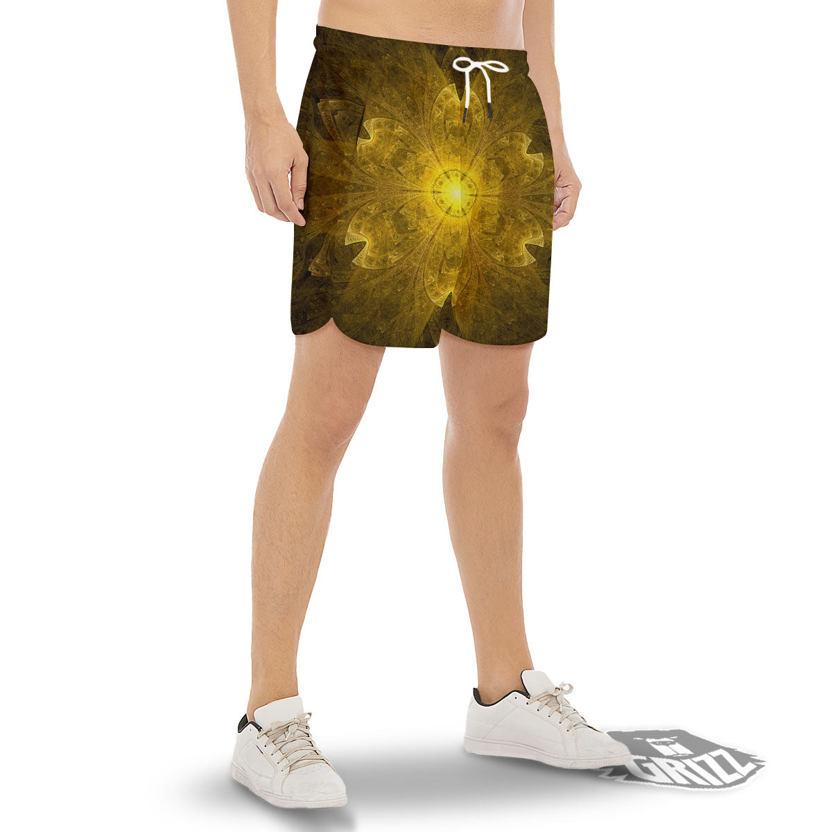 Kaleidoscope Golden Print Men's Gym Shorts-grizzshop