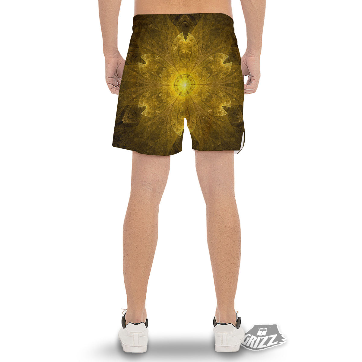 Kaleidoscope Golden Print Men's Gym Shorts-grizzshop