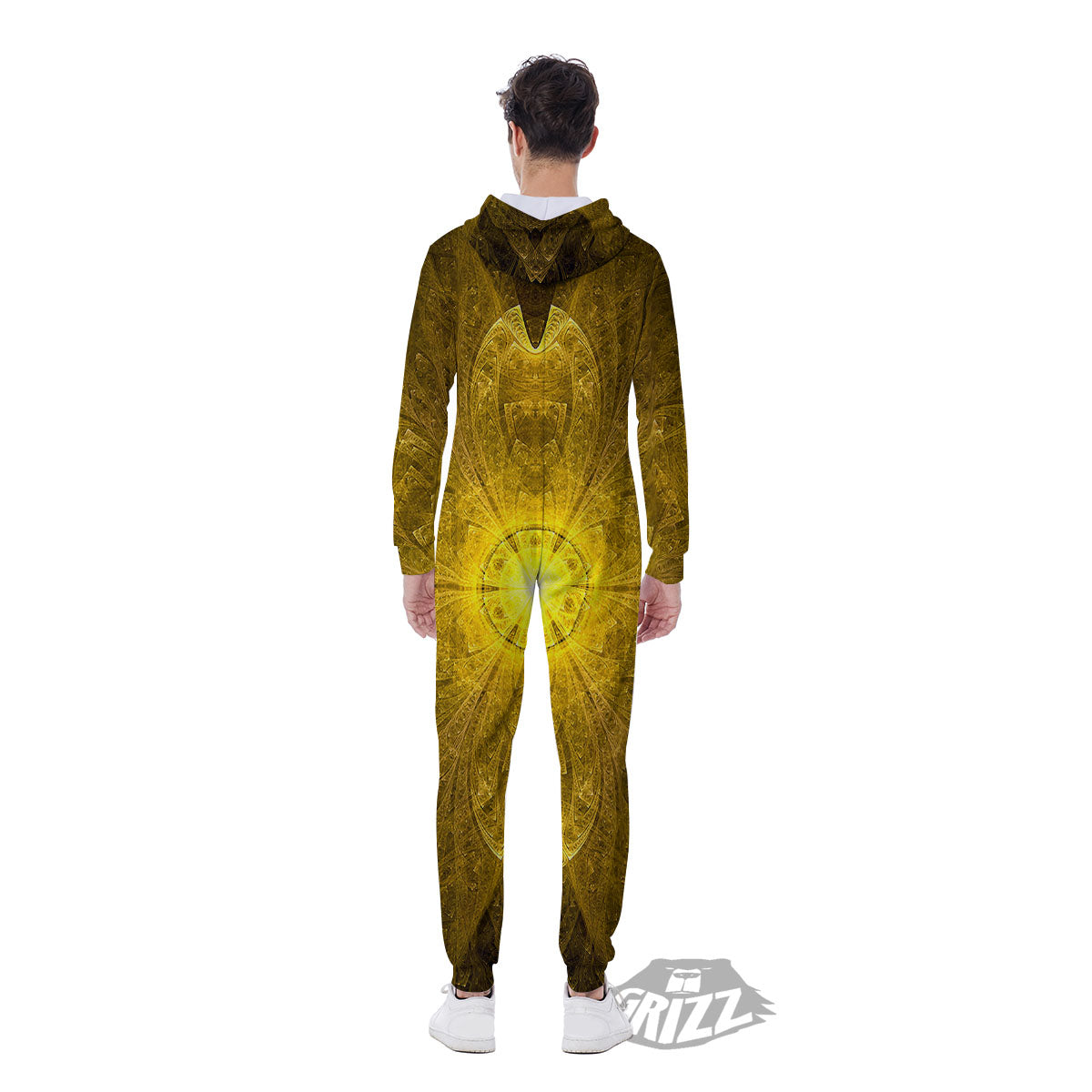 Kaleidoscope Golden Print Men's Jumpsuit-grizzshop