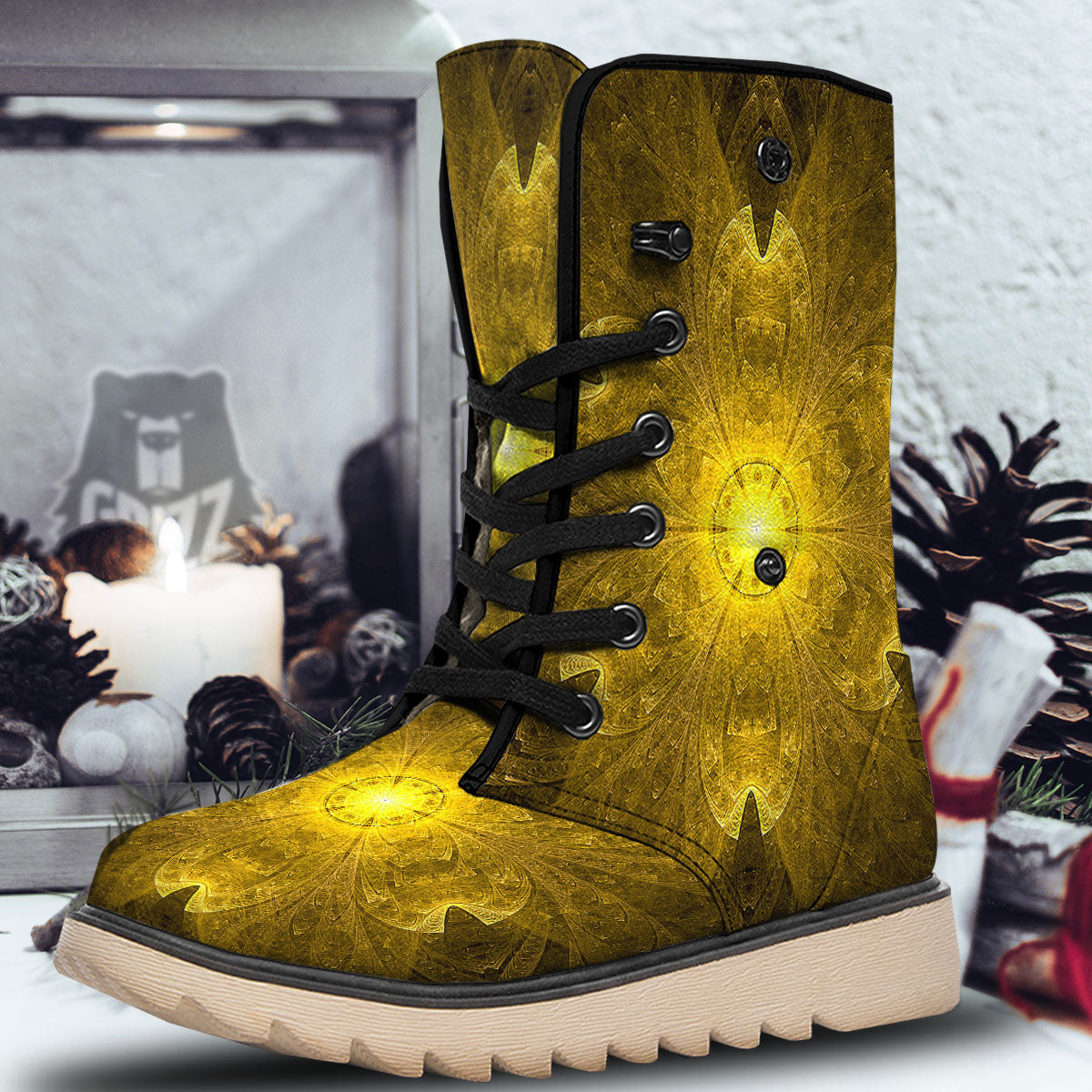 Kaleidoscope Golden Print Snow Boots-grizzshop