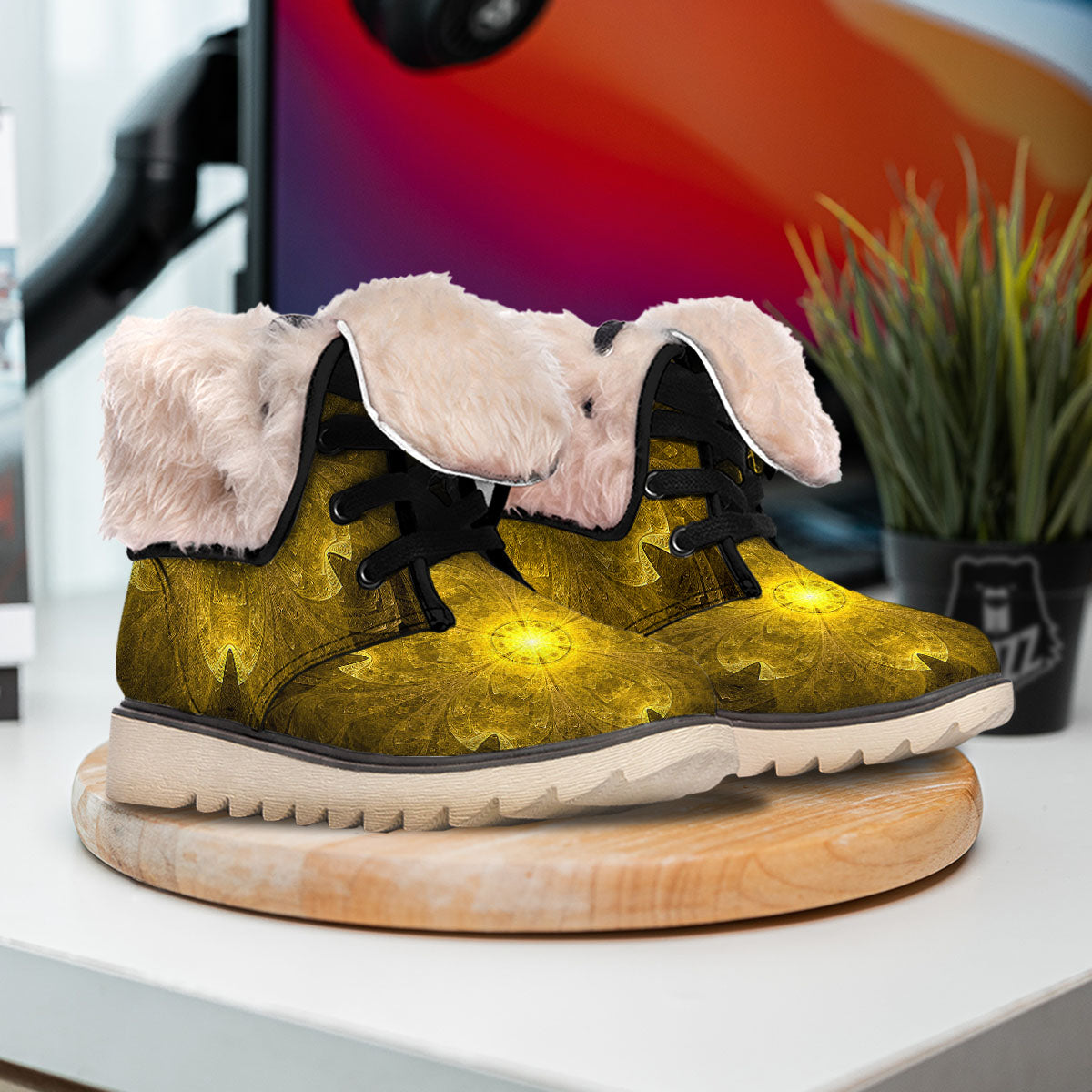 Kaleidoscope Golden Print Snow Boots-grizzshop