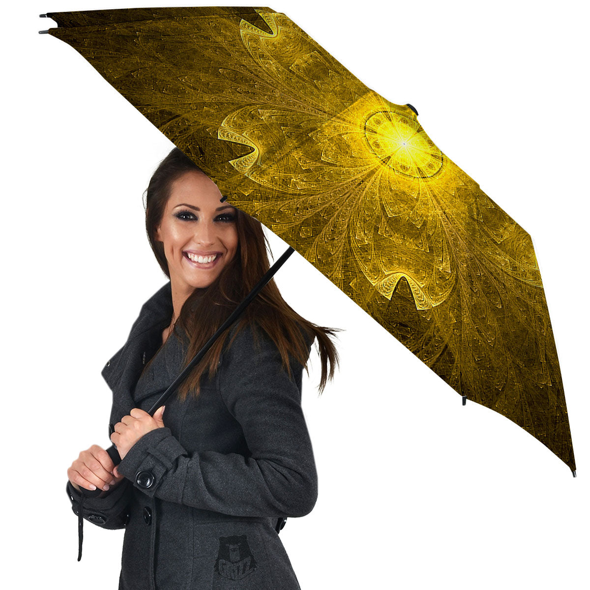Kaleidoscope Golden Print Umbrella-grizzshop
