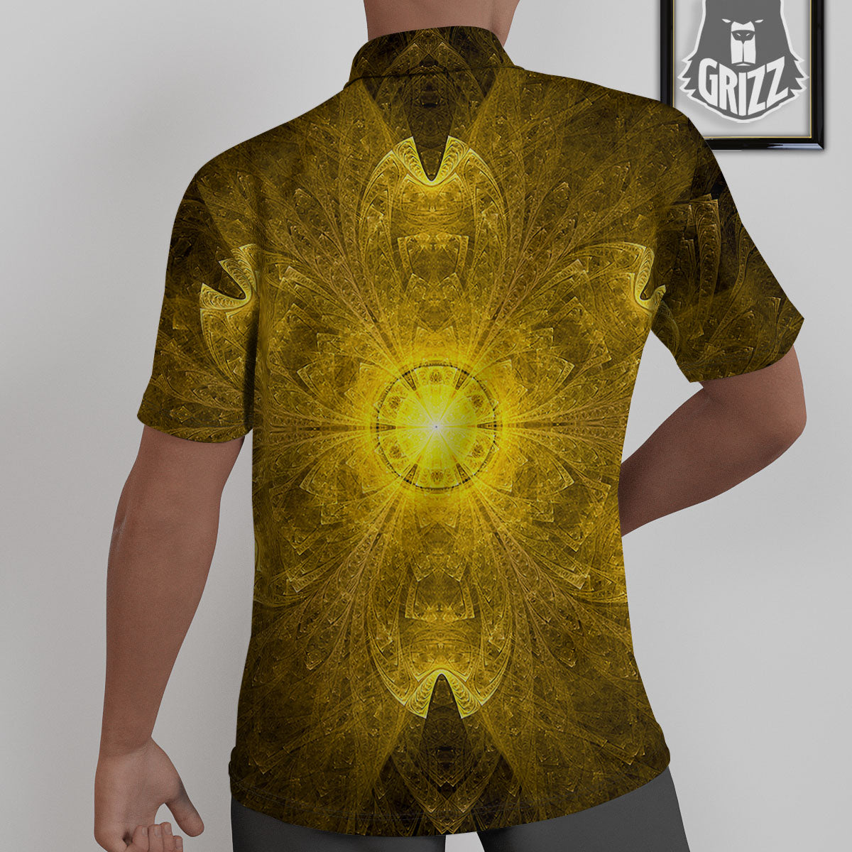 Kaleidoscope Golden Print Untucked Shirts-grizzshop