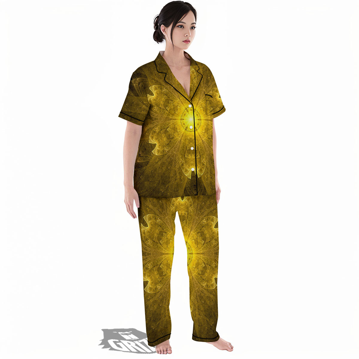 Kaleidoscope Golden Print Women's Pajamas Set-grizzshop