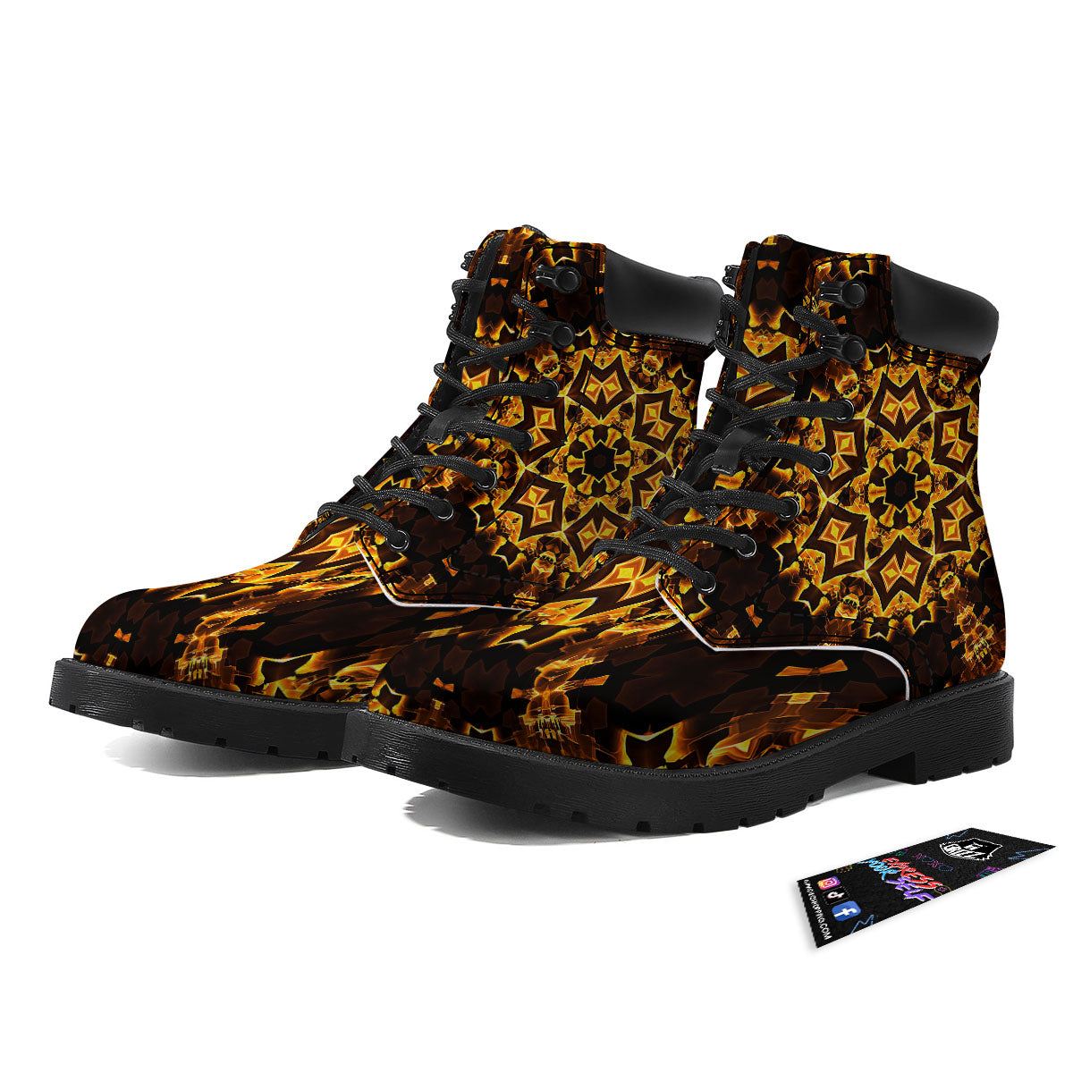 Kaleidoscope Lights Gold Print Boots-grizzshop