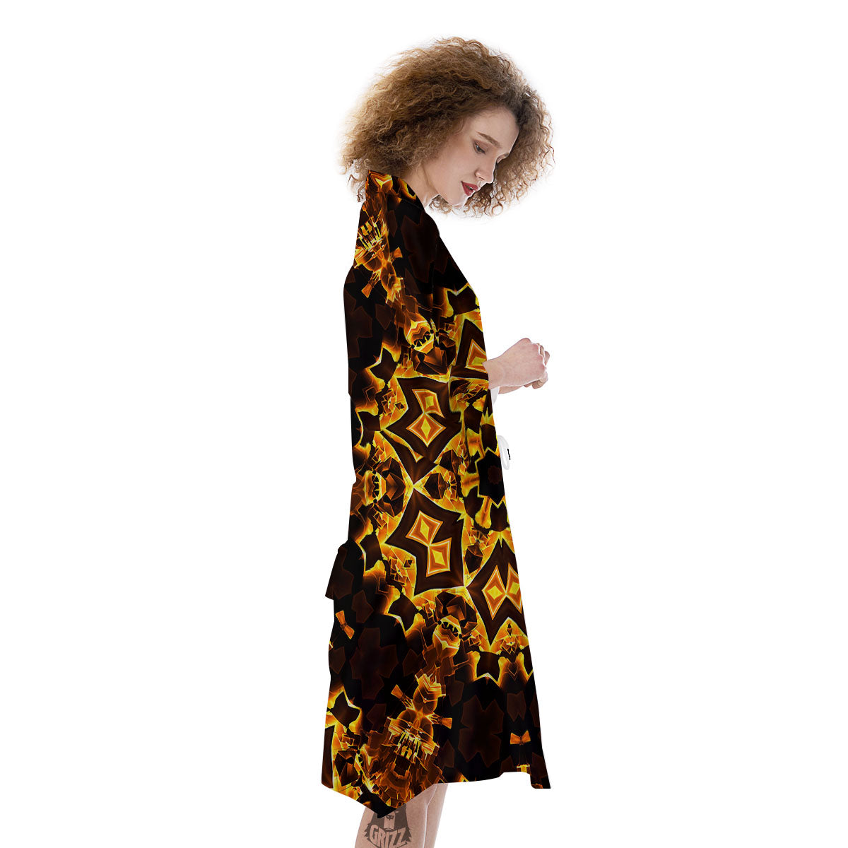 Kaleidoscope Lights Gold Print Kimono-grizzshop
