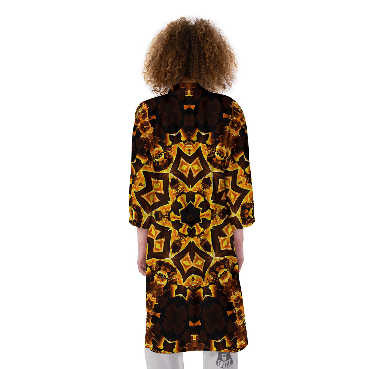 Kaleidoscope Lights Gold Print Kimono-grizzshop
