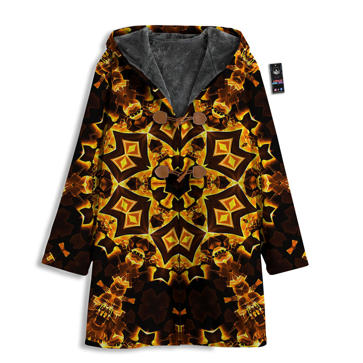 Kaleidoscope Lights Gold Print Men's Windbreaker Jacket-grizzshop