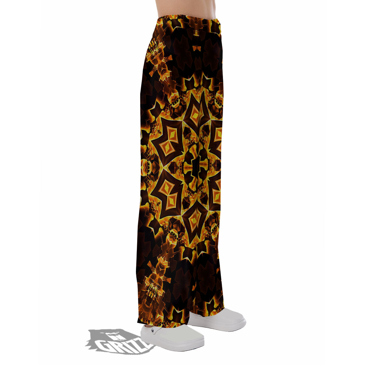 Kaleidoscope Lights Gold Print Pajama Pants-grizzshop