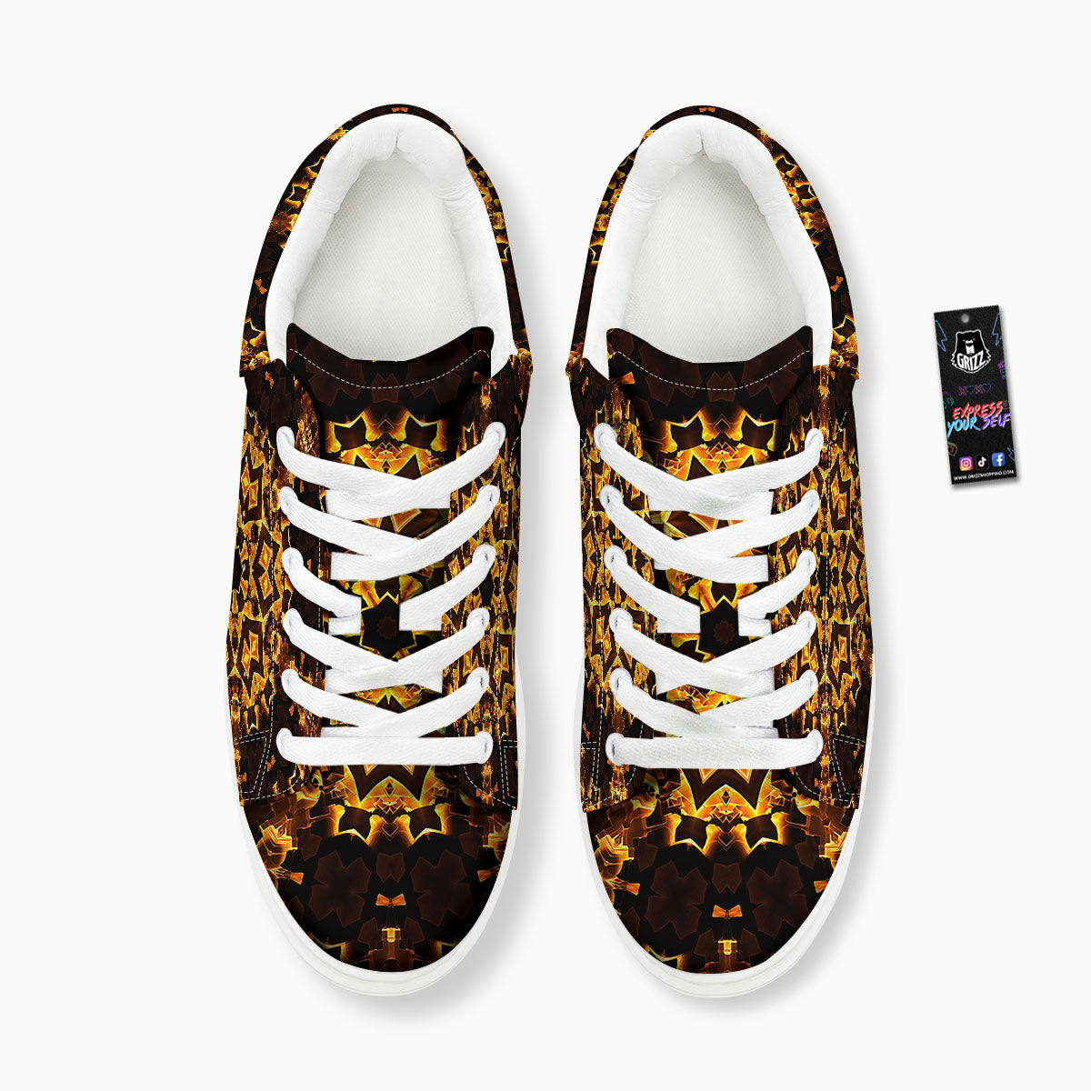 Kaleidoscope Lights Gold Print Platform Shoes-grizzshop