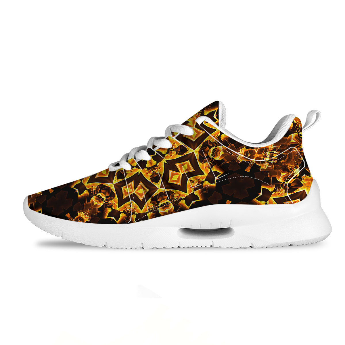 Kaleidoscope Lights Gold Print Tennis Shoes-grizzshop