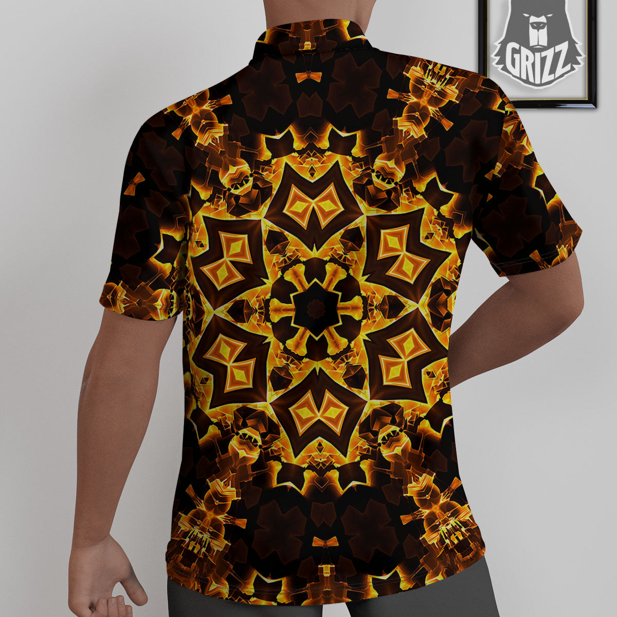 Kaleidoscope Lights Gold Print Untucked Shirts-grizzshop