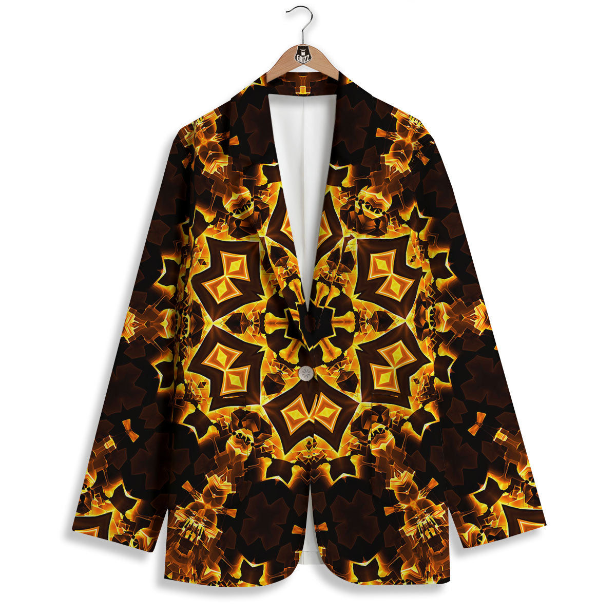 Kaleidoscope Lights Gold Print Women's Blazer-grizzshop