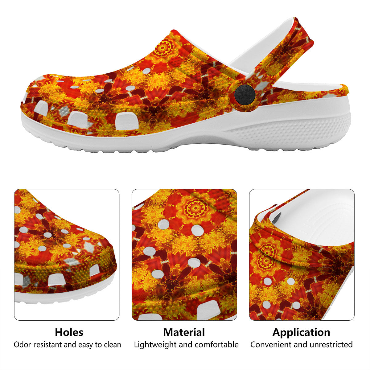 Kaleidoscope Orange Print Clog-grizzshop