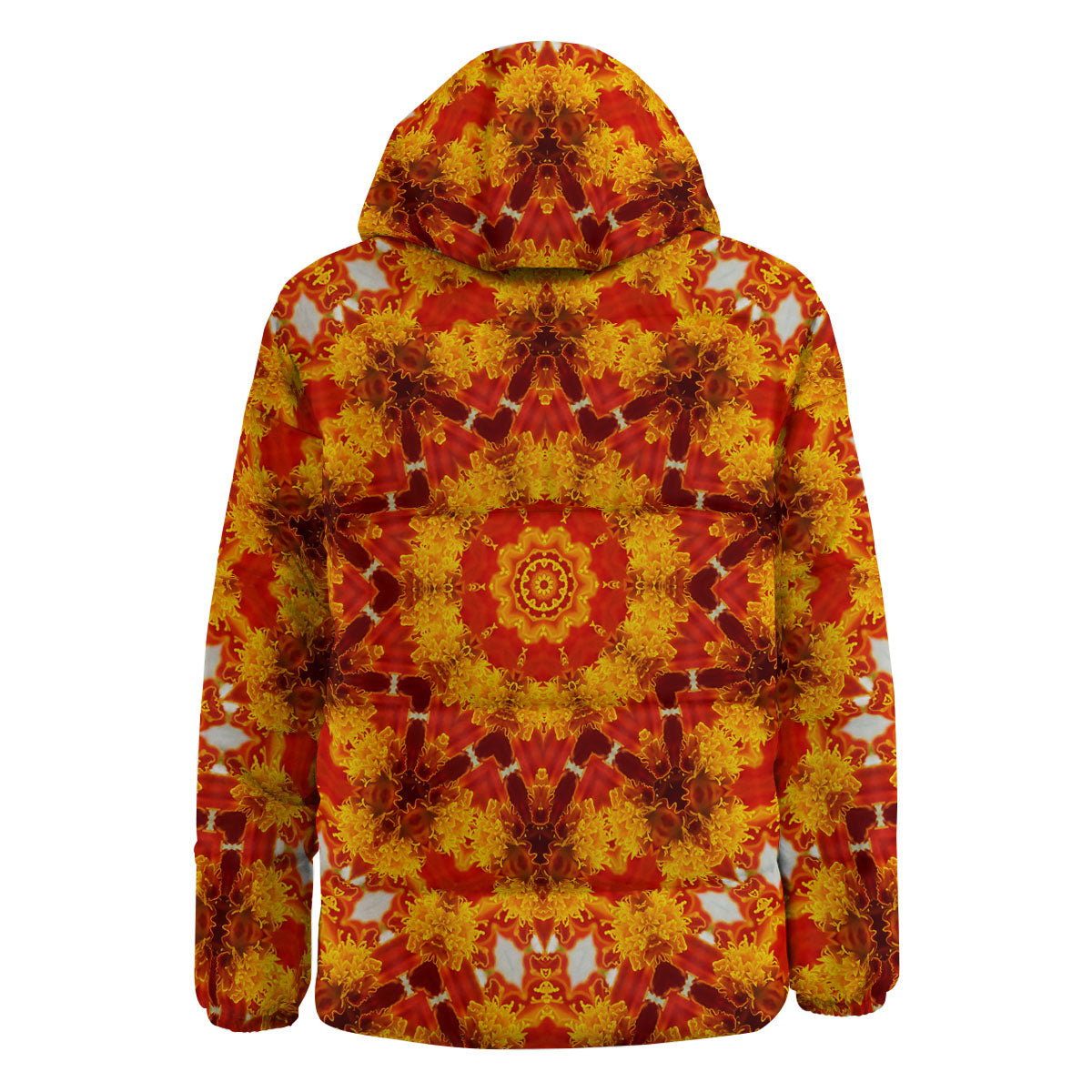 Kaleidoscope Orange Print Down Jacket-grizzshop