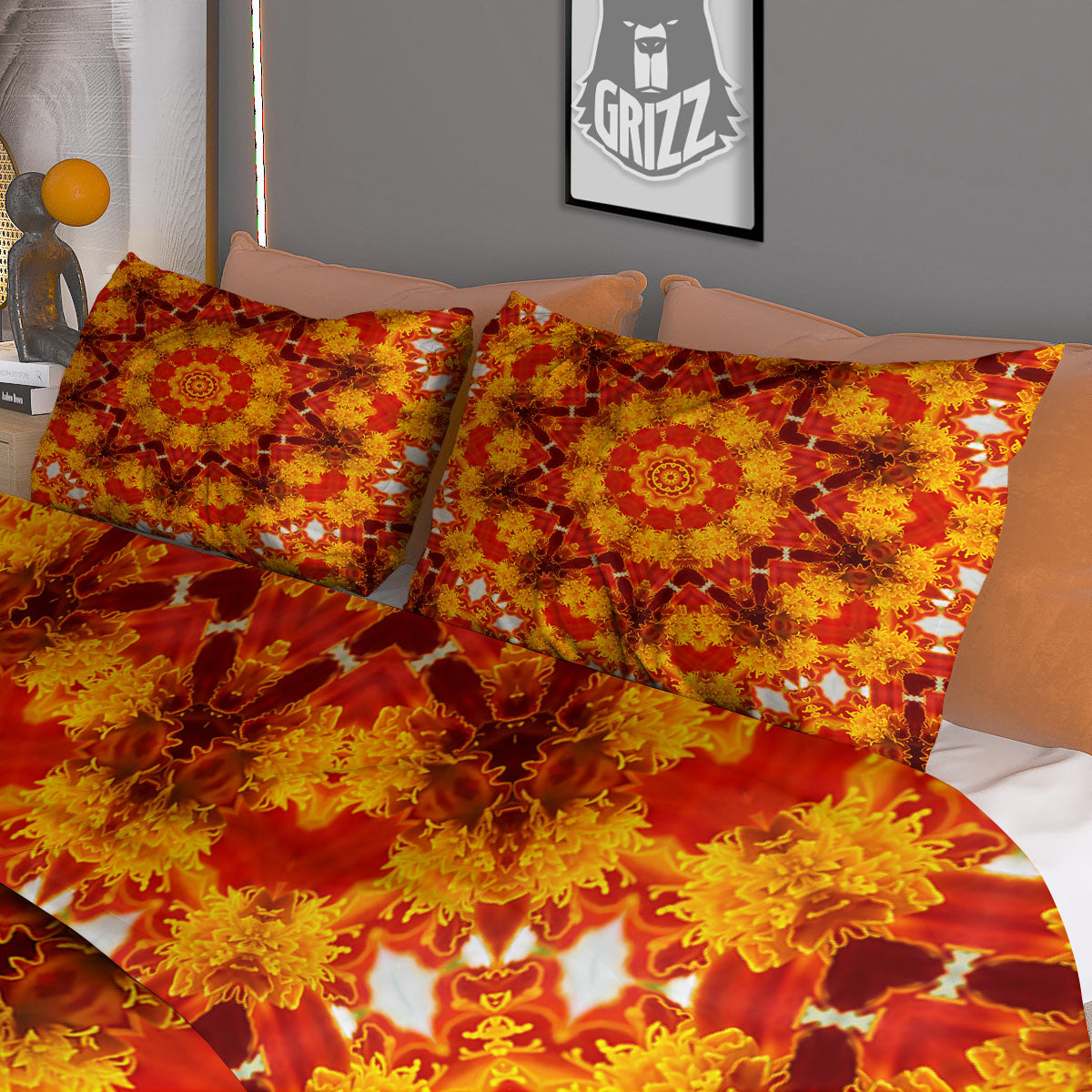 Kaleidoscope Orange Print Duvet Cover Bedding Set