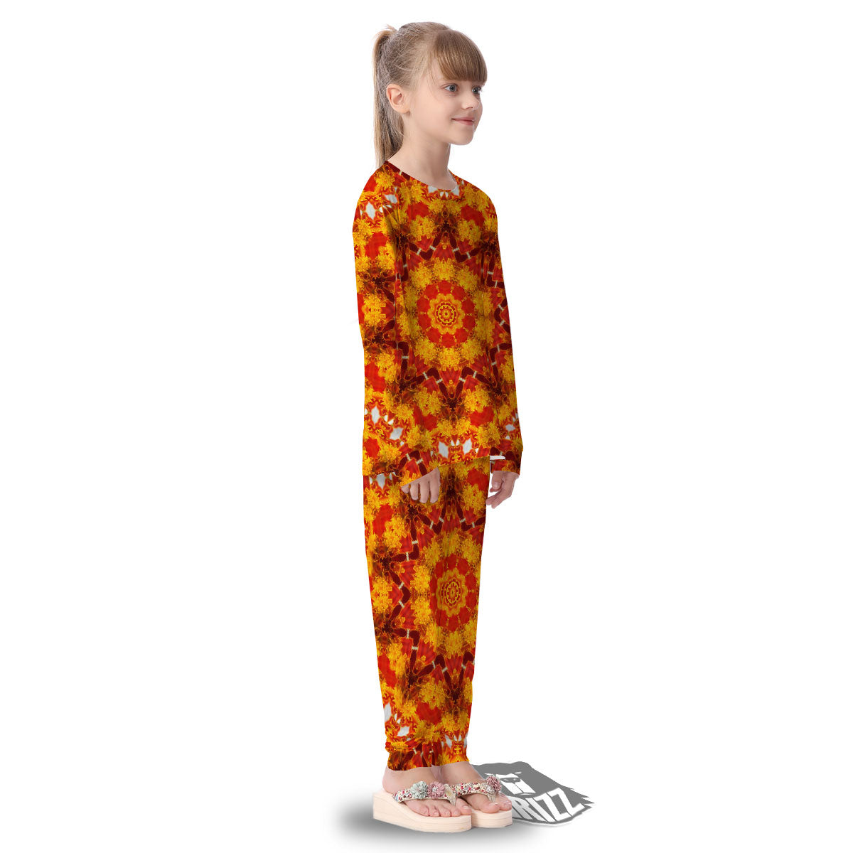 Kaleidoscope Orange Print Kid's Pajamas-grizzshop