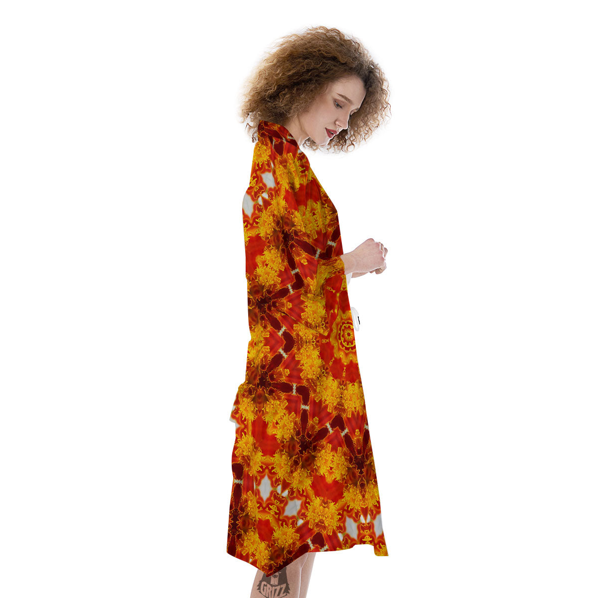 Kaleidoscope Orange Print Kimono-grizzshop