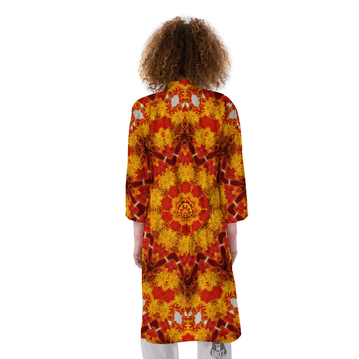 Kaleidoscope Orange Print Kimono-grizzshop
