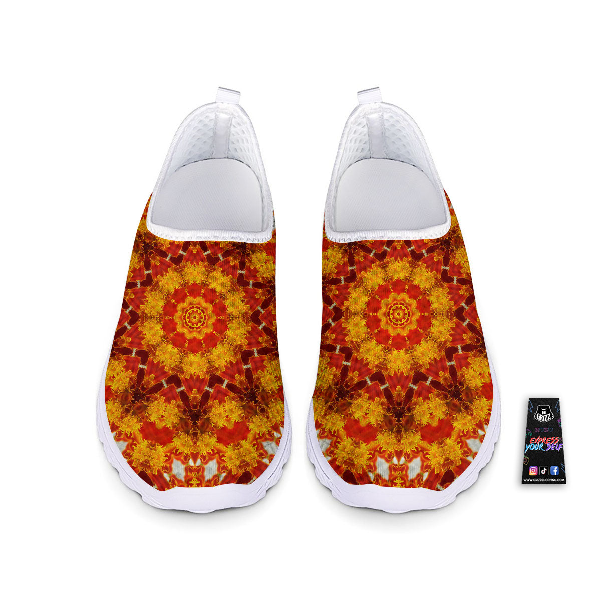 Kaleidoscope Orange Print Nurse Shoes-grizzshop