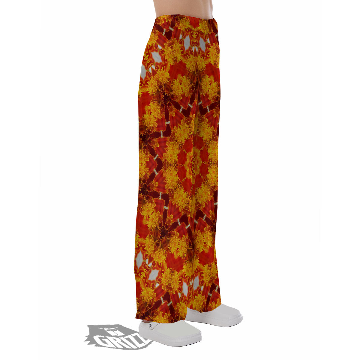 Kaleidoscope Orange Print Pajama Pants-grizzshop