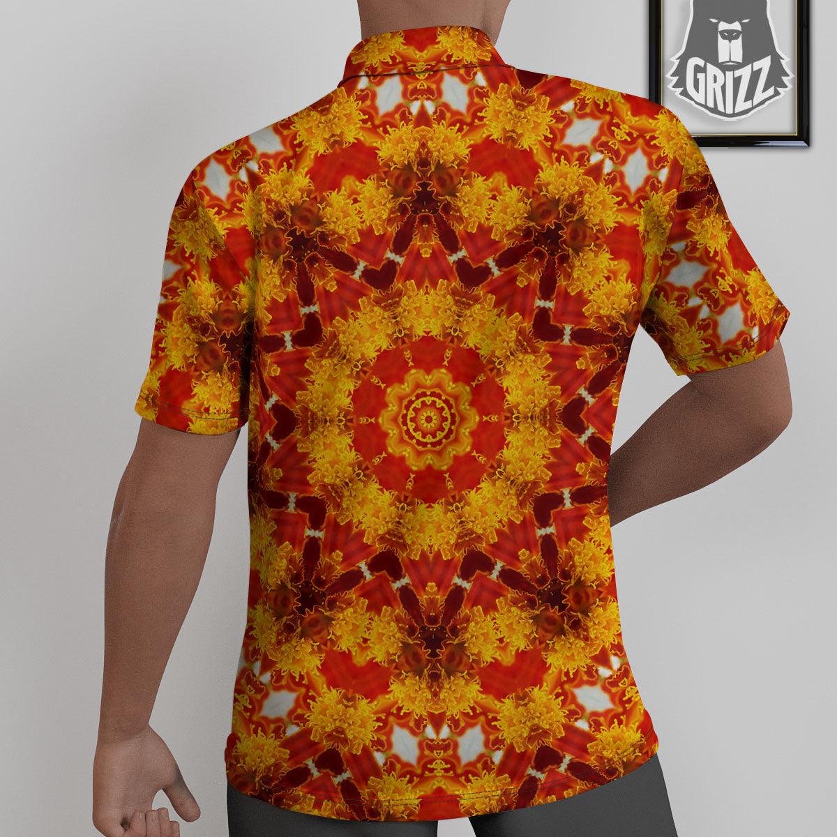 Kaleidoscope Orange Print Untucked Shirts-grizzshop
