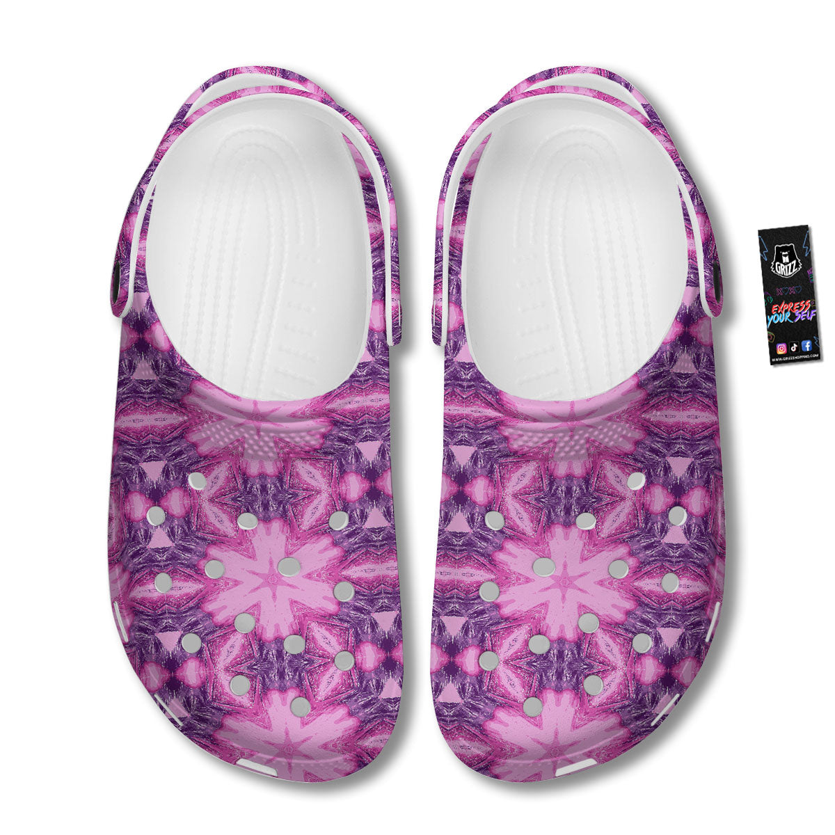 Kaleidoscope Pink Print Pattern Clog-grizzshop