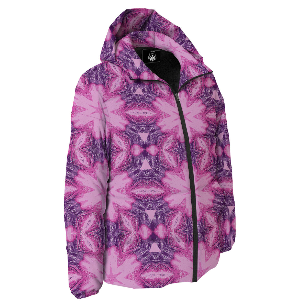 Kaleidoscope Pink Print Pattern Down Jacket-grizzshop