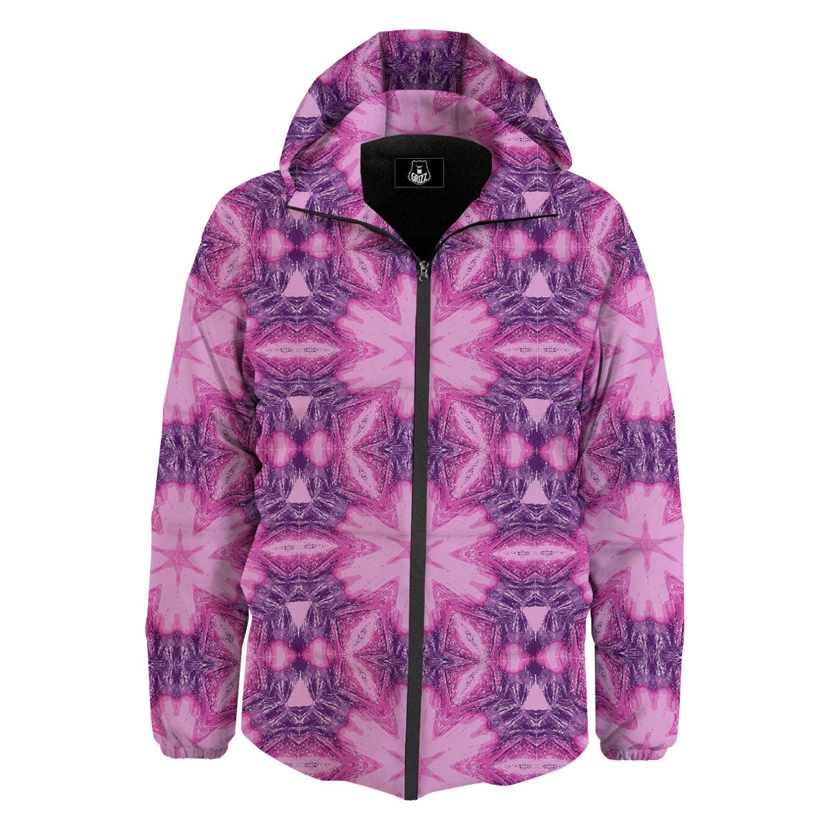 Kaleidoscope Pink Print Pattern Down Jacket-grizzshop