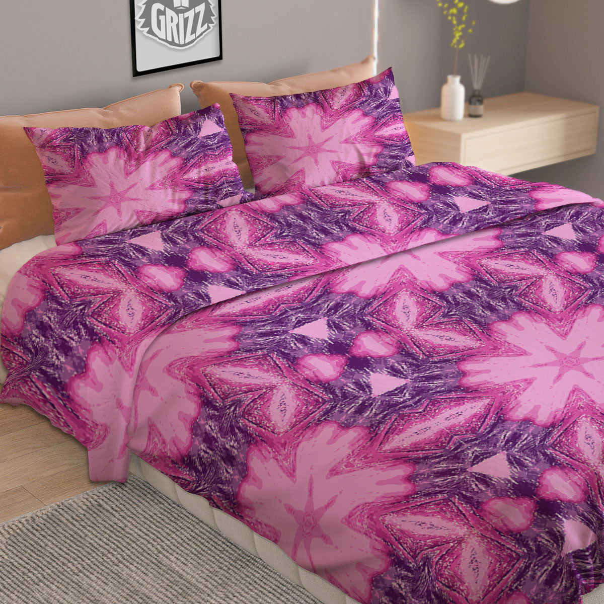Kaleidoscope Spot Yellow Print Duvet Cover Bedding Set