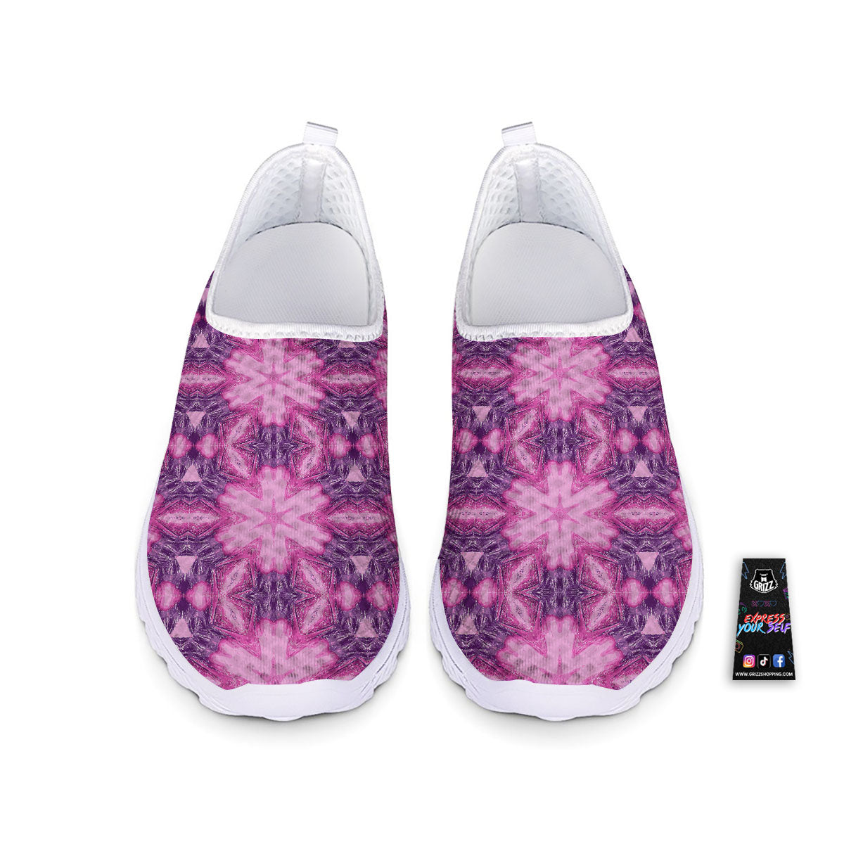 Kaleidoscope Pink Print Pattern Nurse Shoes-grizzshop